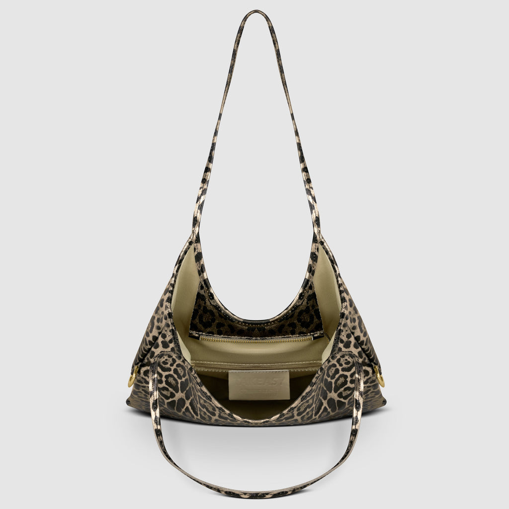 Italian Genuine Leopard-Print Metallic Suede Tote Bag | Catania