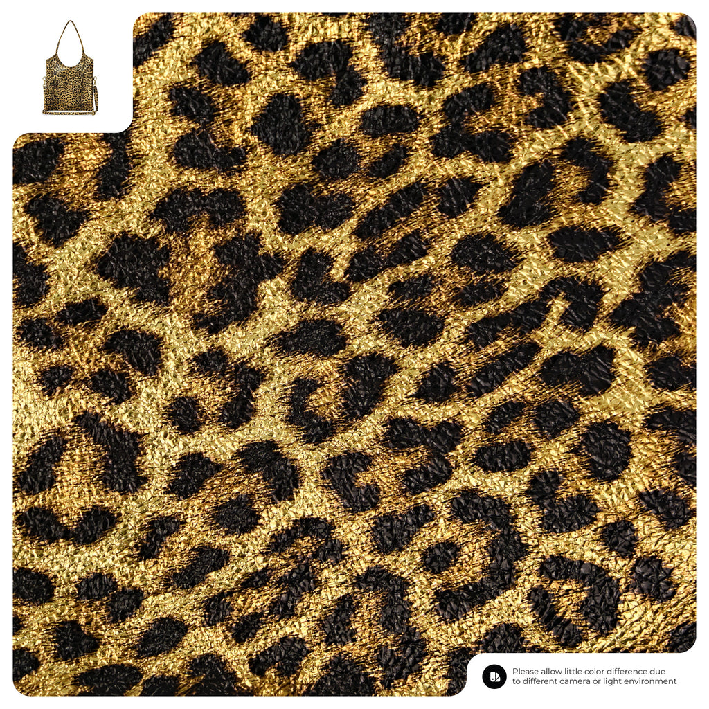 Italian Genuine Leopard-Print Metallic Suede Tote Bag | Catania